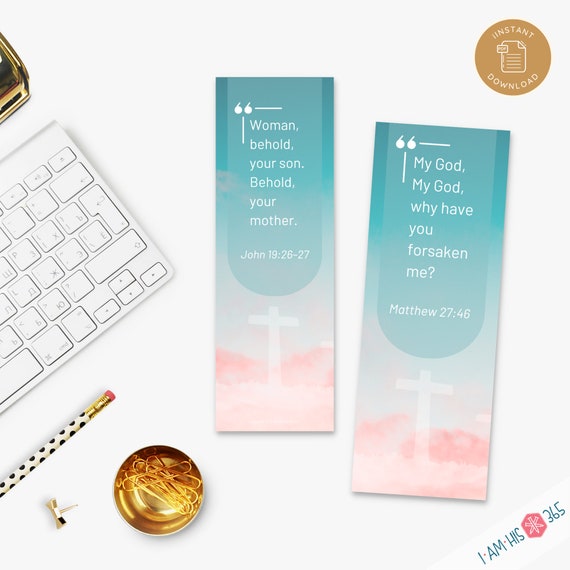 Printable Catholic Bookmarks: 7 Last Words of Christ Quotes from the Cross | Lent Easter Activity | Print and Cut Catechism Activity