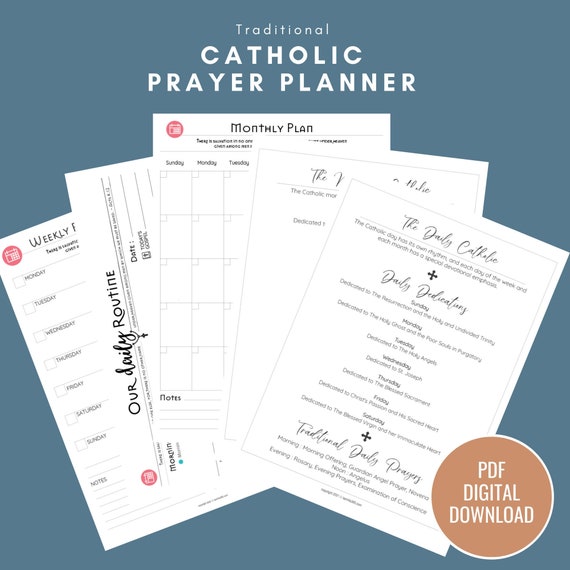 Traditional Catholic Planner, Routine, System, Block Schedule, Prayer Planner - Printable Catholic Planner - Digital Download