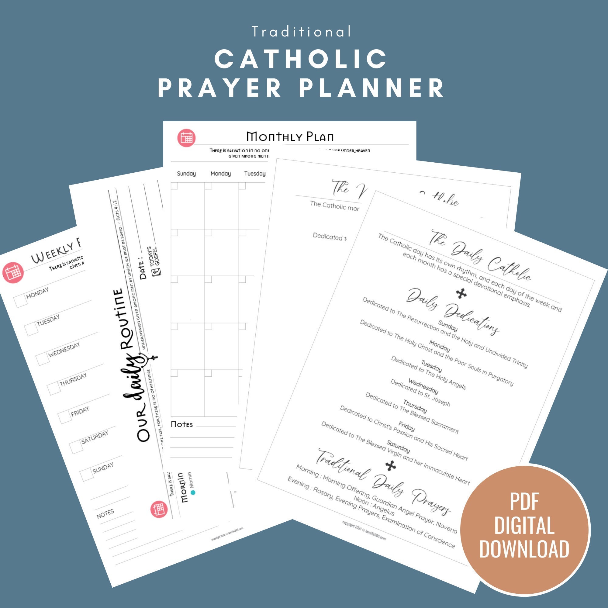 Traditional Catholic Planner, Routine, System, Block Schedule, Prayer ...