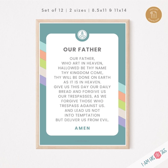 12 Printable Catholic Prayer Posters | Homeschool Decor | Traditional Catholic Prayers for Children | Catholic Classroom Decor | 2 sizes