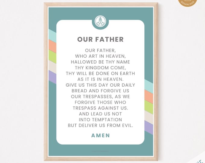 12 Printable Catholic Prayer Posters | Homeschool Decor | Traditional Catholic Prayers for Children | Catholic Classroom Decor | 2 sizes