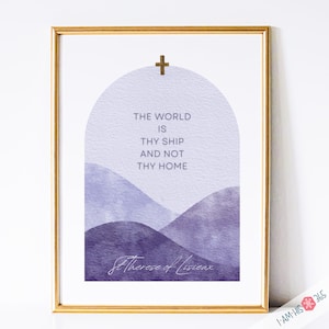 St Therese of Lisieux Catholic Saint Wall Art Print - Catholic Printable | Catholic Saint Quote | PDF Digital Print | Watercolor