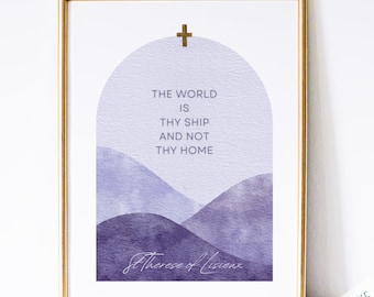 St Therese of Lisieux Catholic Saint Wall Art Print - Catholic Printable | Catholic Saint Quote | PDF Digital Print | Watercolor