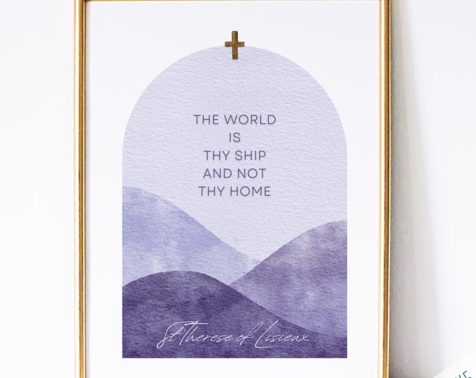 St Therese of Lisieux Catholic Saint Wall Art Print - Catholic Printable | Catholic Saint Quote | PDF Digital Print | Watercolor