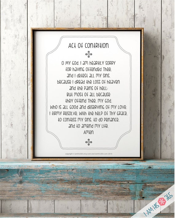 Act of Contrition Prayer Print - Catholic Prayer Printable, Christian Print, Catechism, PDF Download