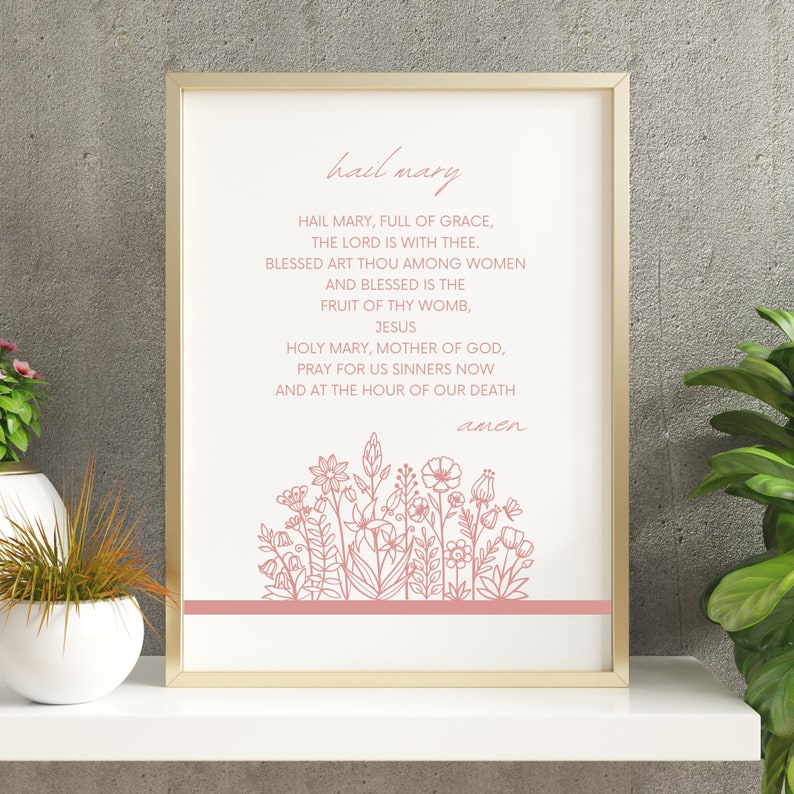 Hail Mary Prayer Print: Catholic Wall Art (digital Download) - Etsy ...