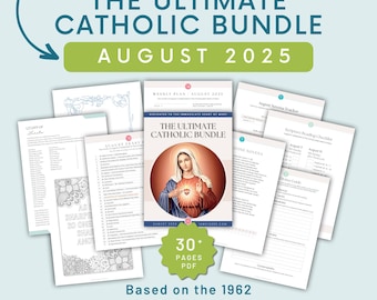 AUGUST Traditional Catholic Prayer Plan - Monthly Prayers, Journaling, 1962 Liturgical Planner Dedicated to the Immaculate Heart of Mary