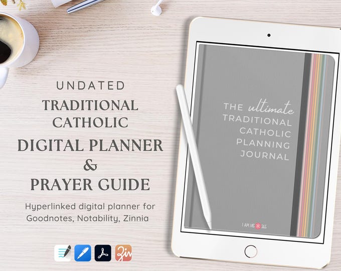 UNDATED Traditional Catholic Digital Planner and Prayer Guide | 1962 Liturgical Calendar iPad Planner | Zinnia, iPad, Goodnotes, Notability