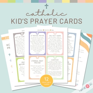 Katholische Kindergebetskarten | Gebete für Kinder | Druckbare Gebete für katholische Kinder | Set mit 12 traditionellen katholischen Gebeten