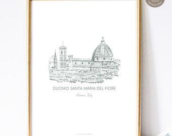 Catholic Cathedral Art Print |  Duomo Santa Maria del Fiore | Vintage Catholic Cathedral Art | Catholic Home Decor | Digital Art