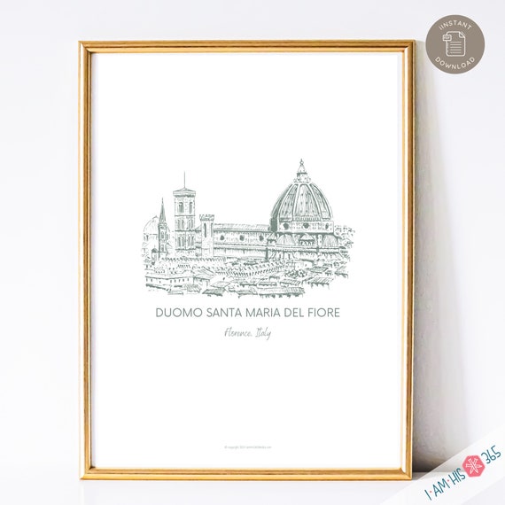 Catholic Cathedral Art Print |  Duomo Santa Maria del Fiore | Vintage Catholic Cathedral Art | Catholic Home Decor | Digital Art