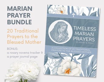 Printable Traditional Catholic Prayers to Our Blessed Mother | Rosary Novena Tracker and Journal | Marian Prayer Bundle | Print and Pray