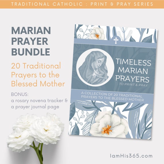 Printable Traditional Catholic Prayers to Our Blessed Mother | Rosary Novena Tracker and Journal | Marian Prayer Bundle | Print and Pray