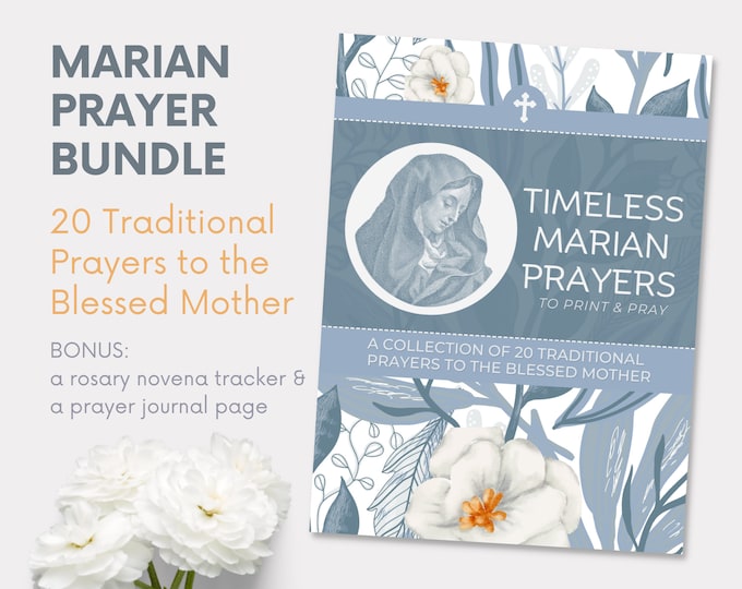 Printable Traditional Catholic Prayers to Our Blessed Mother | Rosary Novena Tracker and Journal | Marian Prayer Bundle | Print and Pray