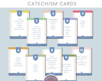 10 Commandments Catholic Catechism Cards | Bible Verse | Virtue Cards | Traditional Catholic Bible Scripture Cards | Douay Rheims Bible