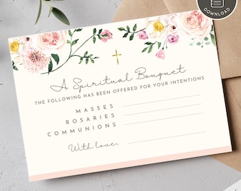 8 Printable Spiritual Bouquet Cards for All Occasions | Set of 8 Catholic Prayer Cards | Gift of Prayer | For Priests, Birthdays, Sacraments