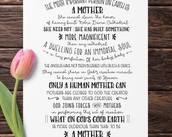 Tribute to Motherhood Art Print - 8.5x11 Catholic Art Print - Catholic Printable, Venerable Jozsef Cardinal Mindszenty, New Mother Gift