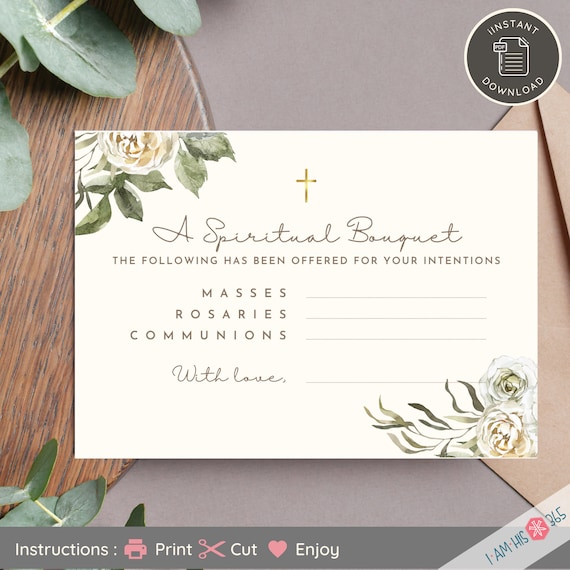 Printable Spiritual Bouquet Cards: Catholic Gift of Prayer (PDF)