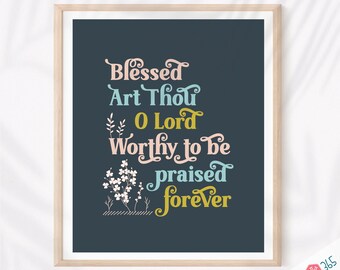 Printable Catholic Wall Art Print - Blessed Art Thou - Traditional Catholic Digital Download - Catholic Wall Art - Scripture Quote