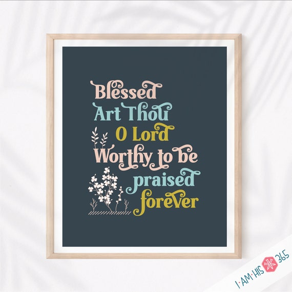 Printable Catholic Wall Art Print - Blessed Art Thou - Traditional Catholic Digital Download - Catholic Wall Art - Scripture Quote