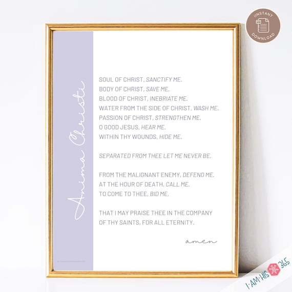 Anima Christi Prayer Print: Catholic Home Decor (PDF Download)