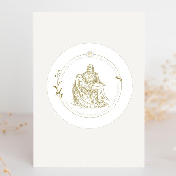 Catholic Greeting Card Set - Pack of 5 Designs with Envelopes | Vintage Gold Art | Cards for First Communion, Confirmation, Holy Orders