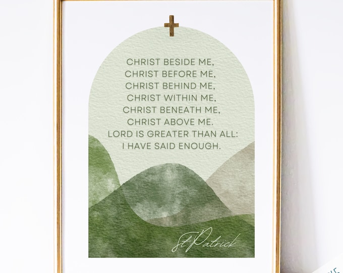 St Patrick Catholic Saint Art Print - Catholic Printable, Catholic Saint Quote, PDF Download, Boho, Holy Art