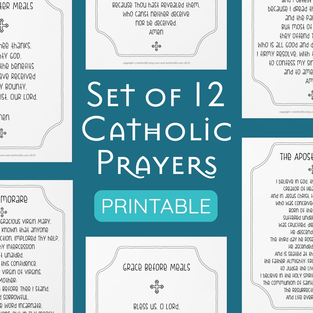 Catholic Prayer Print Set of 12 Catholic Prayer Printable - Etsy