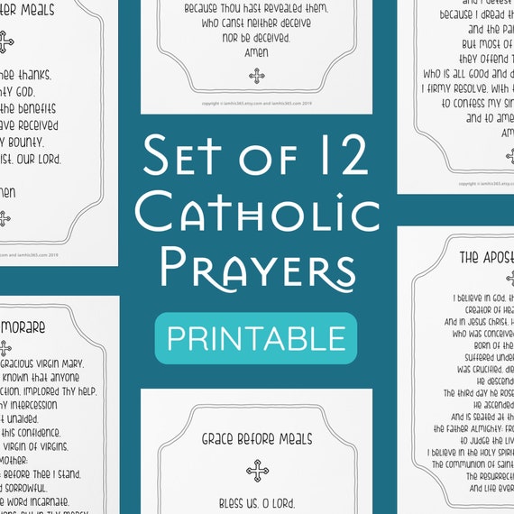 Catholic Prayer Print Set of 12 Catholic Prayer Printable Etsy