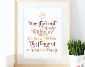 Printable Catholic Wall Art Print - May the Lord Enkindle Within Us - Traditional Catholic Digital Download - Scripture Quote