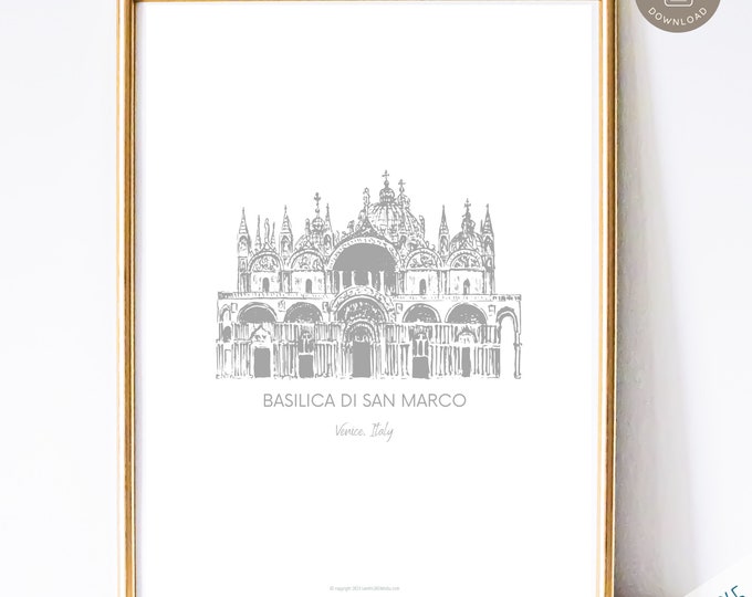 Vintage Catholic Art Print |  Basilica di San Marco | St Mark's Basilica Vintage Catholic Art | Catholic Home Decor | Digital Art