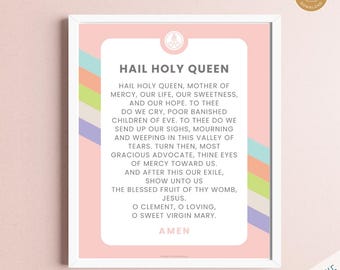 12 Printable Catholic Prayer Posters | Homeschool Decor | Our Father, Hail Mary, Memorare, St Michael | Catholic Classroom Art | 2 sizes