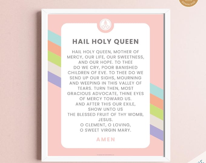 12 Printable Catholic Prayer Posters | Homeschool Decor | Our Father, Hail Mary, Memorare, St Michael | Catholic Classroom Art | 2 sizes