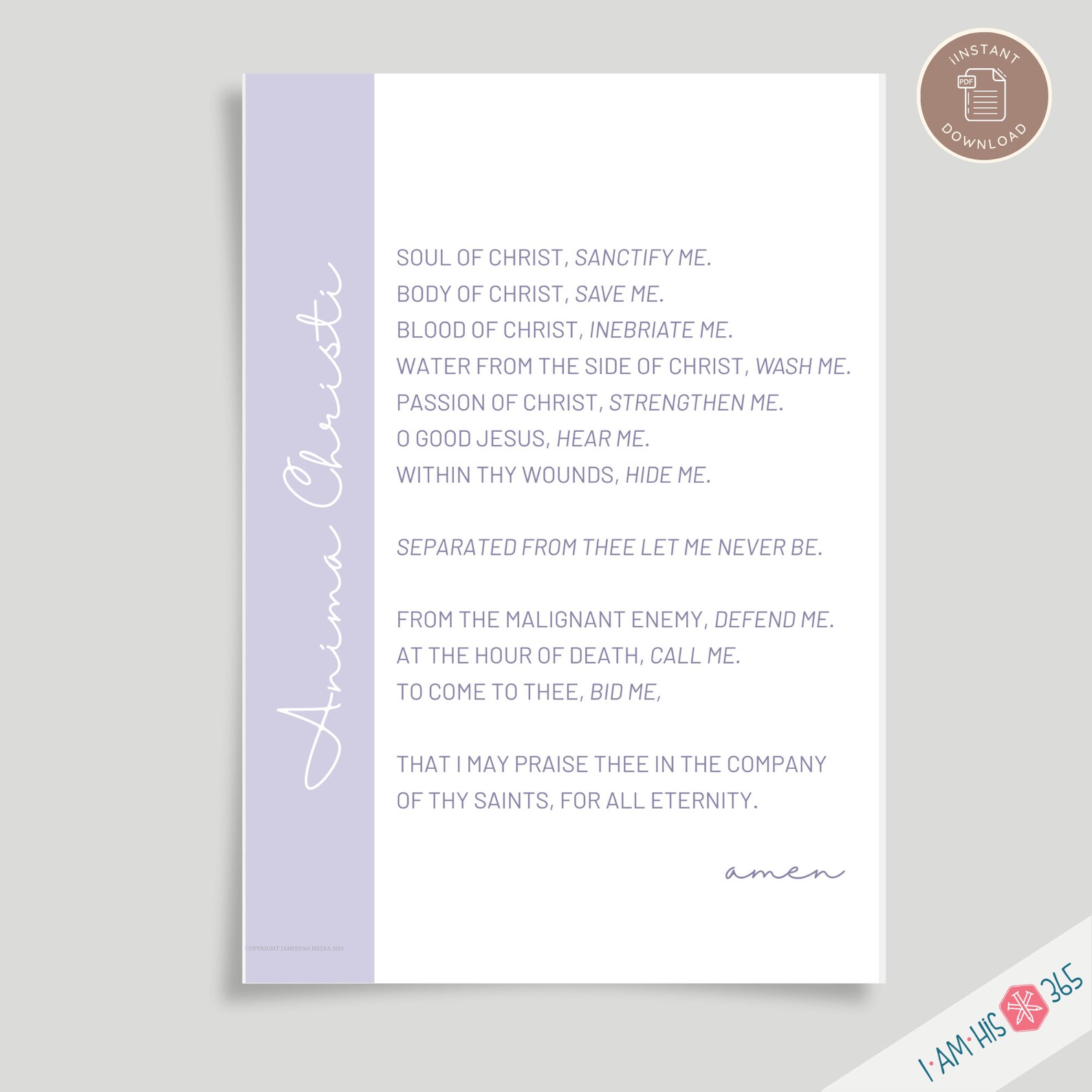 Anima Christi Prayer Print Catholic Prayer Printable, Christian Print ...