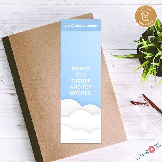 Printable Catholic Bookmarks: 10 Commandments Kids Catechism Activity | Colorful Print and Cut Bookmark Craft for Homeschool