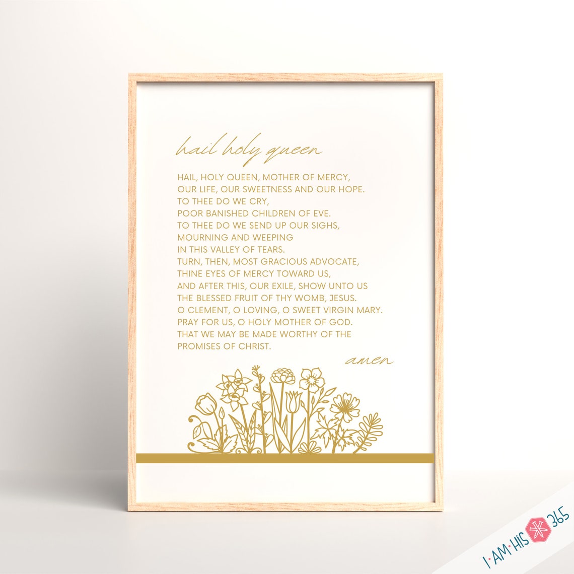 Hail Holy Queen Prayer Print Printable Catholic Prayer , Catholic Art ...