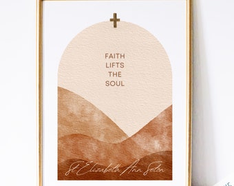 St Elizabeth Ann Seton Catholic Saint Wall Art Print - Catholic Printable | Catholic Saint Quote | PDF Digital Print | Watercolor