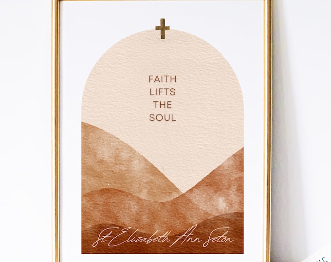 St Elizabeth Ann Seton Catholic Saint Wall Art Print - Catholic Printable | Catholic Saint Quote | PDF Digital Print | Watercolor