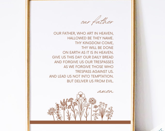 Our Father Catholic Prayer Print - Printable Catholic Art, Catholic Art, Traditional Catholic Decor, Lord's Prayer Wall Art Print