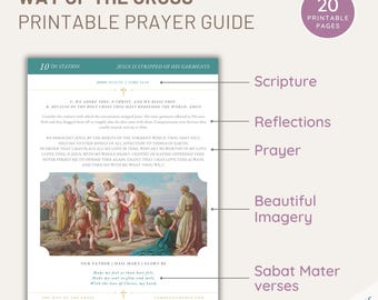 Stations of the Cross Prayer Guide | Printable Traditional Catholic Way of the Cross Prayer Bundle for Prayer Devotions | Catholic Prayer
