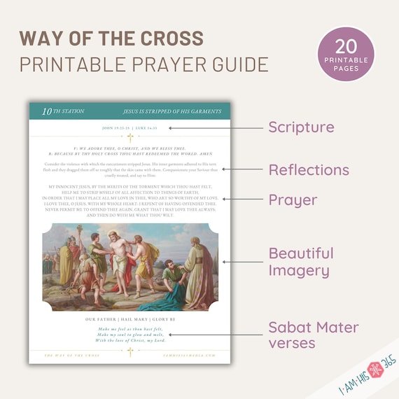 Stations of the Cross Prayer Guide | Printable Traditional Catholic Way of the Cross Prayer Bundle for Lent Prayers and Easter Devotions