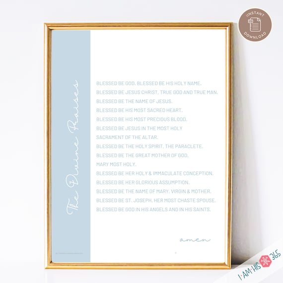 The Divine Praises Prayer Print: Catholic Home Decor (PDF Download)