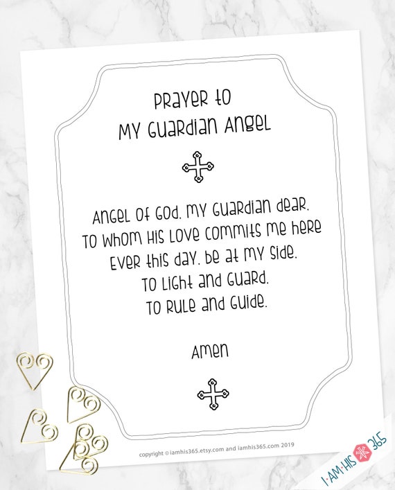 My Guardian Angel Prayer Print Catholic Prayer Printable | Etsy