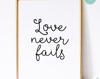 Catholic Art Print | Love Never Fails Prayer Print - Catholic Prayer Printable Christian Print PDF Download