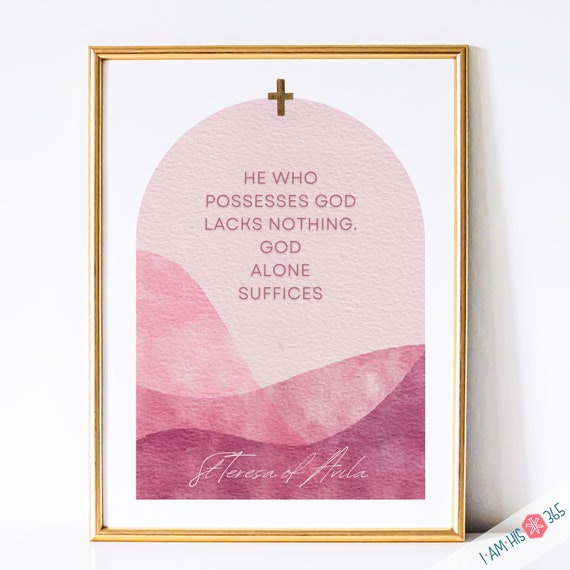 St. Theresa of Avila Catholic Saint Art Print - Catholic Printable, Catholic Saint Quote, PDF Download, Boho, Holy Art