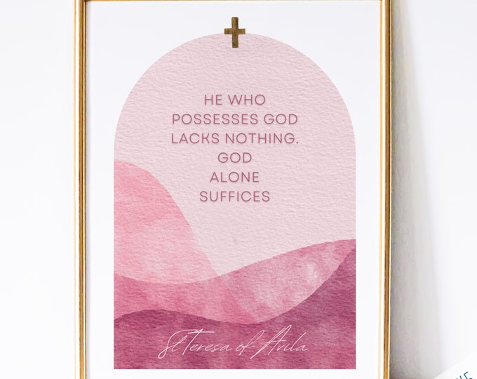 St. Theresa of Avila Catholic Saint Art Print - Catholic Printable, Catholic Saint Quote, PDF Download, Boho, Holy Art