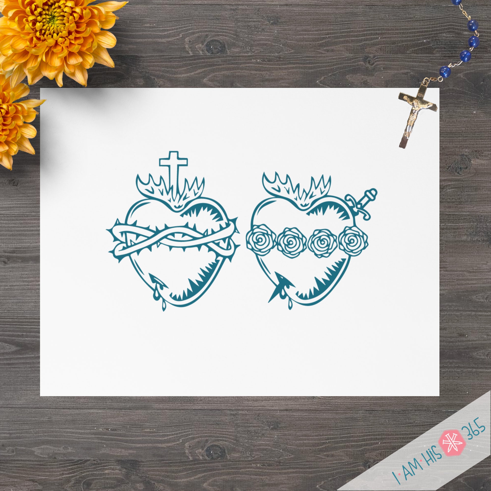 Sacred Heart and Immaculate Heart Art Print Catholic Prayer Etsy