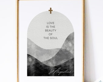St Augustine Catholic Saint Wall Art Print - Catholic Printable | Catholic Saint Quote | PDF Digital Print | Watercolor