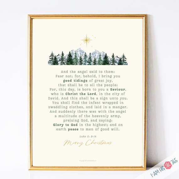 Printable Christmas Bible Art Luke 2 , Christmas Nativity Story, Farmhouse Christmas Wall Art, Catholic Home Decor, Digital Catholic Print