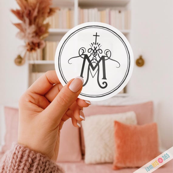 Auspice Maria Sticker Decal: Catholic Sticker for Laptop, Car, Water bottle | Kiss-Cut Vinyl Decal | Religious Sticker